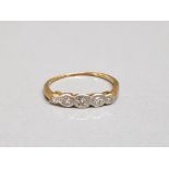 18ct yellow gold 5 stone diamond ring size j 1.1g gross