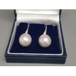 Silver and drop pearl earrings 8.8g gross