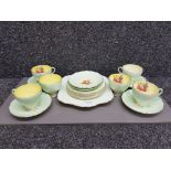 Tea set for six Foley comprising cups, saucers, tea plates and sandwich plate.