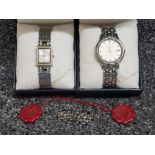 Ladies and gents Romanson stainless steel wristwatches in original boxes