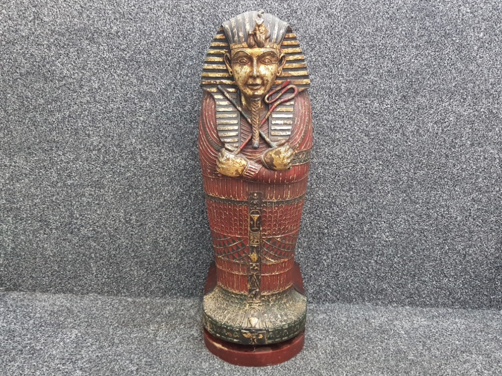 Egyptian sarcophagus king Tutankhamun CD cabinet plus contents, height 69cm