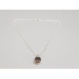 Silver oval smokey quartz pendant and chain 5g gross