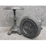 Pair of pcast iron Auld Lang Syne tables, height 29cm
