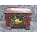Oriental style storage box with hand painted floral decoration