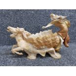 Alexandra porcelain austrian lady and horses decorative bowl, Length 40cm SAS