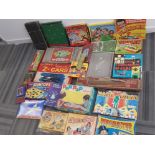 Box of vintage boardgames, 22 in total including Playbox 7, Magic robot, Chad Valley, Z-Cars etc