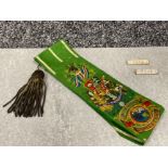 Ancient order of Foresters sash with 1945 and 1946 badges