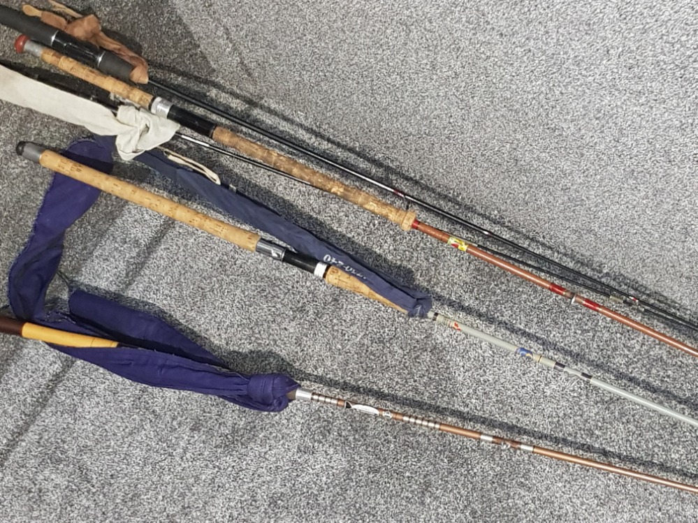 Bundle of fishing rods including Shakespeare, millie gillie, sunridge salmon rod etc