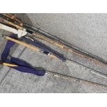 Bundle of fishing rods including Shakespeare, millie gillie, sunridge salmon rod etc