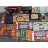 Box of vintage games mostly boxed including titles such as superstars, go for broke, greyhound