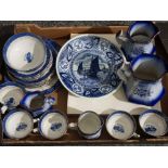 Box containing mixed blue and white china including booths real old willow part tea set, large spode