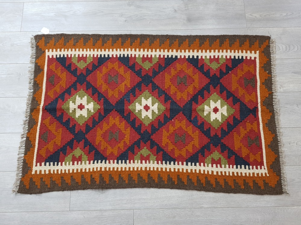 Afghan Maimana kilim fringed rug, 126x84cm