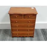 Vintage wooden 6 drawer jewellery chest with secret money box inside