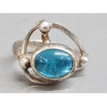Silver stone set mexico ring, 3.8G gross
