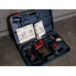 2 drill Bosch cordless set in original hardcase includes instructions, battery charger etc