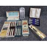 4 stainless steel cutlery box sets mainly sheffield Also includes a Vintage Rolls Razor all in