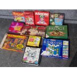 Box of 11 vintage games including Waddingtons Blockbusters, Bells Ben-Hur, Rolf Harris cartoon pics,