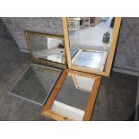4 large contemporary framed mirrors including pine and gilt frames etc