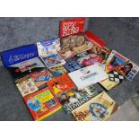 Box containing 23 boxed vintage boardgames including Admirals, Sea Hawks, Waddingtons campaign etc