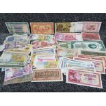 World banknotes - accumulation of over 100 banknotes from around the world mainly different, in