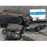 Mixed electric items including Sanyo camcorder, Samsung Camera, LED projector, Miranda compact Video