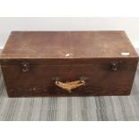 Vintage wooden tool chest with rope handle
