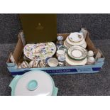 Mixed box lot containing Poole tureen, spode plates, royal worcester plates including 2 large