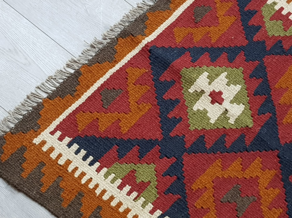 Afghan Maimana kilim fringed rug, 126x84cm - Image 2 of 3