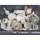 Box of mixed china including crown Staffordshire, Aynsley, noritake, Wedgwood cabinet pieces etc