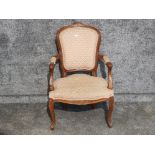 Mahogany framed french louis style armchair