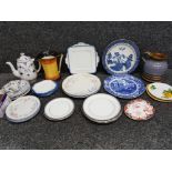 Mixed china lot including royal crown derby plate, spode plate, Denby jug etc
