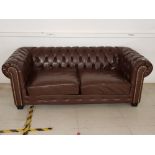 Brown leather 2 seater Chesterfield style settee