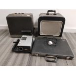 Chinon 5000 electro projector together with vintage Bell & Howell speakers plus case of slides