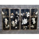 Vintage 4 section Asian mother of pearl inlaid wall plaques