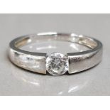 14ct white gold CZ solitaire ring, Size T, 2.8G gross