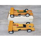 2 formula 1 wooden model cars one still boxed