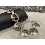 Ladies silver stone set bracelet, comprising of Smokey Quartz stones (8) complete with safety chain