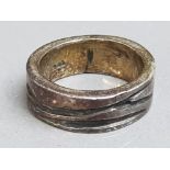 Silver heavy band ring, size P, 10.8G