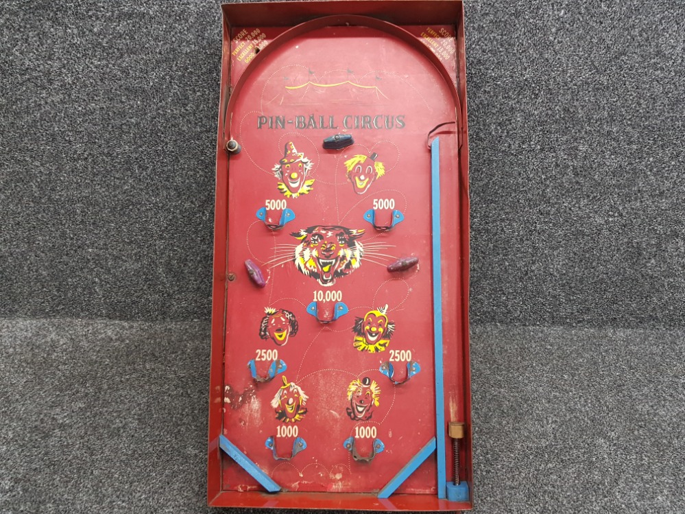 Vintage tin pin-ball circus game