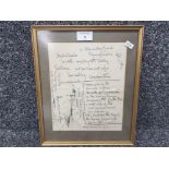 A framed page of notes and sketches by George Edward Horton (1859-1950) in pencil, 24.5 x 19cm.
