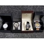 4 boxed gents wristwatches of which 3 are automatic skeleton style by Thomas Earnshaw, Goer,