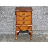 Reproduction Mahogany serpentine fronted 4 drawer hall chest, 41x33cm, Height 78cm