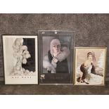 Three prints of Mae West and two other ladies, largest measures 99 x 62cm.