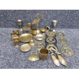 Miscellaneous brassware epns items to include mantle pieces etc