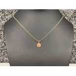 Ladies 9ct gold Coral pendant and chain