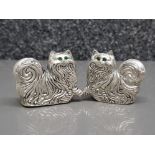 A pair of silver plated long haired cat condiments 121.94g gross