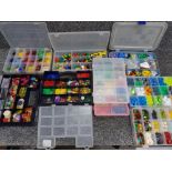 9 cases full of boardgame accessories, mainly tiddlywinks