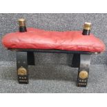 Red leather and brass inlaid camel stool