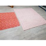 Large double machine stitched pink quilt 224 x 201cm, together with a small single bed quilt with