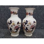Pair of Masons ironstone vases, Mandalay pattern, height 10"